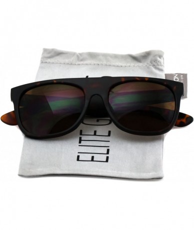 Square SUPER Dark Lens Flat Top Square Retro Fashion Sunglasses Men Women Aviator Sunglasses - Tortoise - CZ11HW5061B $9.51