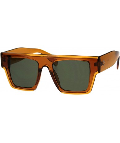 Square Womens Flat Top Square Frame Sunglasses Boyfriend Fashion Shades UV 400 - Brown (Green) - CA18NZ0U4AS $11.67
