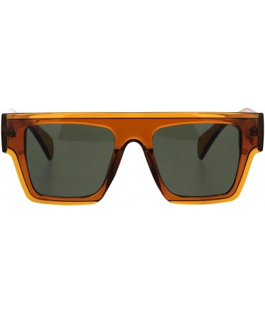 Square Womens Flat Top Square Frame Sunglasses Boyfriend Fashion Shades UV 400 - Brown (Green) - CA18NZ0U4AS $11.67