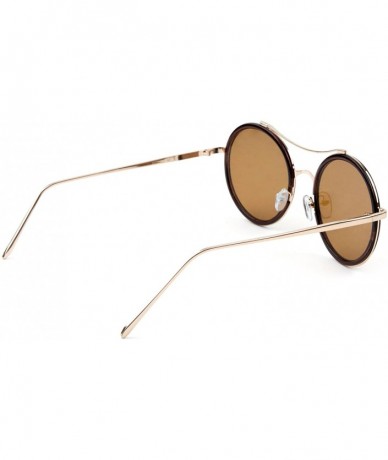 Round Round Curved Top Bar Double Color Frame Sunglasses - Brown - CT1903U8R7W $10.41