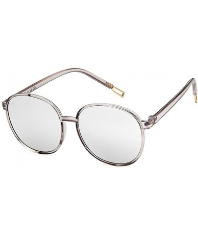 Round Unisex Sunglasses Retro Bright Black Grey Drive Holiday Round Non-Polarized UV400 - Grey White - CC18RI0SK4R $18.31