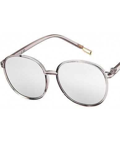 Round Unisex Sunglasses Retro Bright Black Grey Drive Holiday Round Non-Polarized UV400 - Grey White - CC18RI0SK4R $8.80