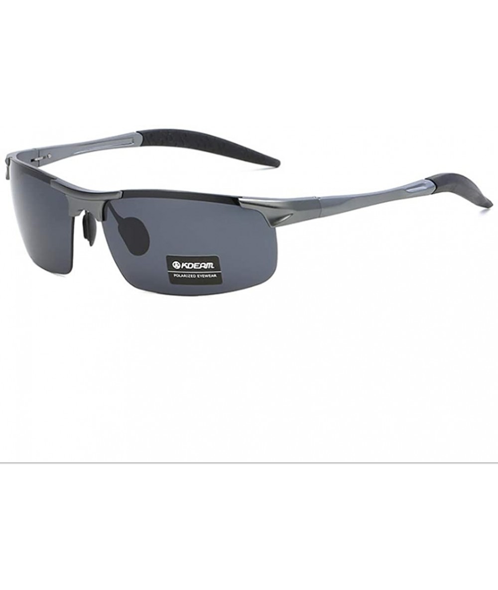 Sport Aluminum Magnesium Metal Glasses High Definition Polarizing Driver's Sunglasses for Outdoor Sports - Gun / Black - C818...
