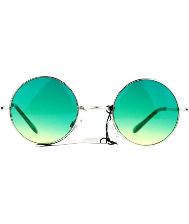 Oversized Summer Color Gradient Lens Circle Lens Round Hippie Sunglasses - Silver - C111AL27LUF $19.55