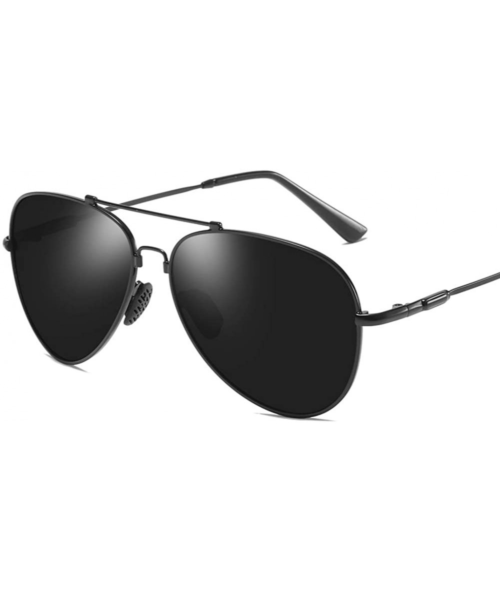 Oversized Fashion TAC lenses Polit Polarized Sunglasses for Men Women - Shining Black Grey - CZ18O4XX49A $11.63