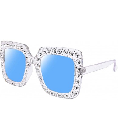 Oversized Elton Square Diamond Rhinestone Sunglasses Novelty Oversized Celebrity Shades - CL18U3IMHDH $13.73