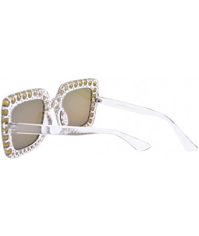Oversized Elton Square Diamond Rhinestone Sunglasses Novelty Oversized Celebrity Shades - CL18U3IMHDH $13.73