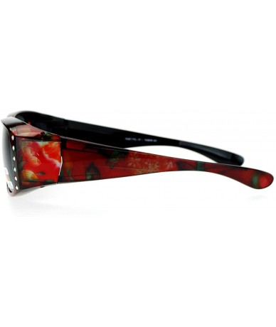 Butterfly Womens Polarized Fit Over Glasses Sunglasses Rhinestones Floral Prints - Red Floral - CY188OKTH4K $15.35