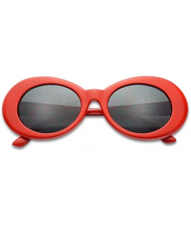 Oval White Colorful Oval Clout Goggles Bold Retro Thick MOD 51mm Round Lens Sunglasses - Red - C71890ZQKOL $8.02