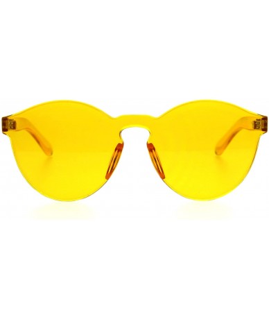 Rimless Solid Polycarbonate Panel Rimless Keyhole Horned Rim Sunglasses - Yellow - C7185QDM674 $10.96