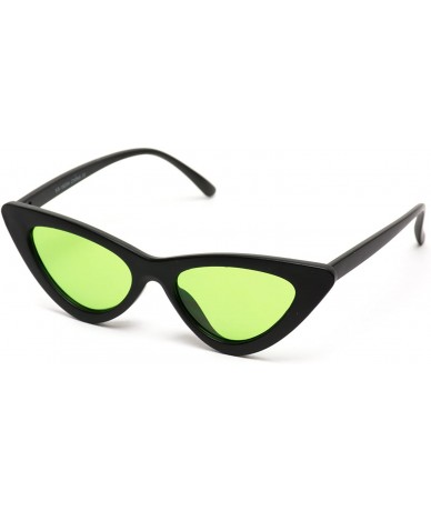 Goggle Retro Vintage Tinted Lens Cat Eye Sunglasses - Matte Black Frame/ Green Lens - C2189QRASXH $26.30
