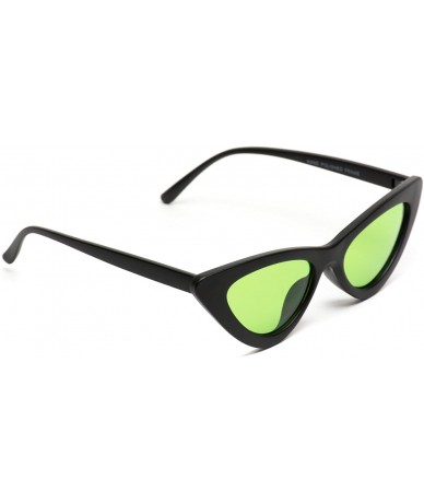 Goggle Retro Vintage Tinted Lens Cat Eye Sunglasses - Matte Black Frame/ Green Lens - C2189QRASXH $25.34