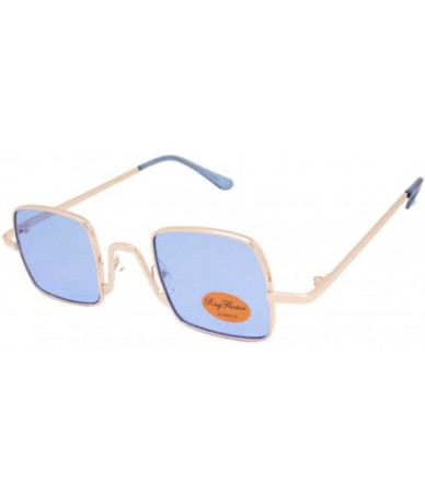 Square Small Metal Square Sunglasses - Blue - CJ199UIUTG0 $11.80