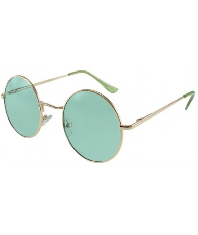 Round Presley - Round Metal Fashion Sunglasses with Microfiber Pouch - Gold / Green - CV18CUHIKK4 $11.68