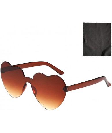 Oval Heart Shaped Rimless Sunglasses One Pieces Transparent Candy Color Frameless Glasses Love Eyewear - M - CZ1905MND6T $29.29