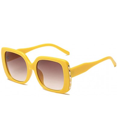 Sport Sunglasses Female Sunglasses Retro Glasses Men and women Sunglasses - Yellow - CL18LLE6Z63 $7.48