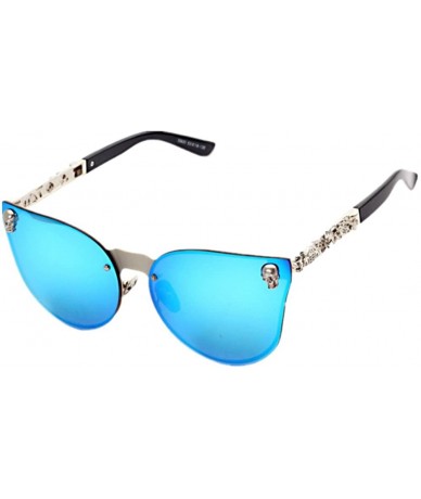 Oversized Sunglasses for Men Women - Classic Rimsless Eyewear with Case - 100% UV Protection - Blue - C618DDHWTE3 $17.81