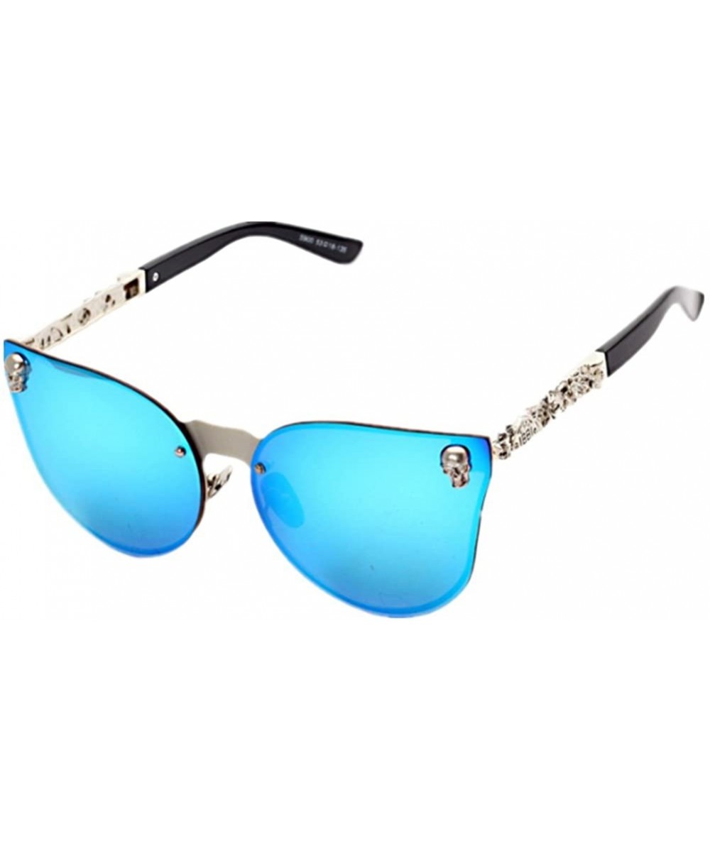 Oversized Sunglasses for Men Women - Classic Rimsless Eyewear with Case - 100% UV Protection - Blue - C618DDHWTE3 $17.81