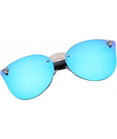 Oversized Sunglasses for Men Women - Classic Rimsless Eyewear with Case - 100% UV Protection - Blue - C618DDHWTE3 $17.81