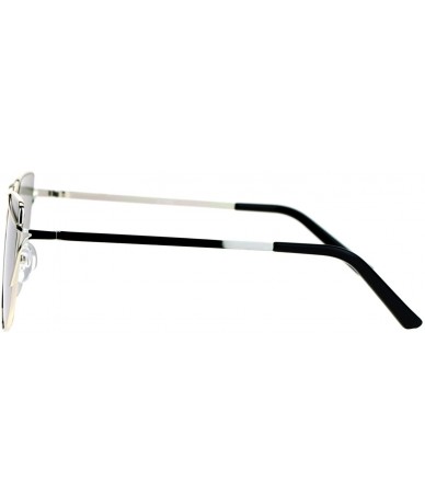 Cat Eye Mirrored Mirror Unique Double Wire Brow Cat Eye Sunglasses - Silver Mirror - C112JDH3293 $14.53