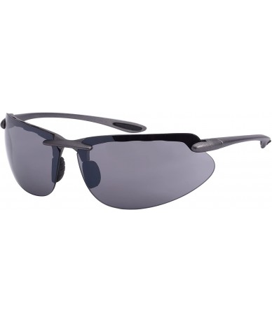 Wrap Men's Wraparound Flash Mirror Lens Sunglasses 570053-FM - Matte Grey - C0125WEC5NZ $10.42