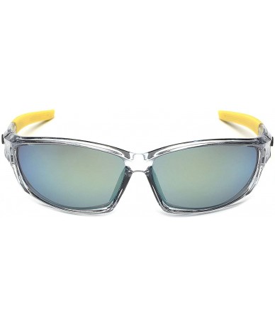Sport Men's Frosted Gray Frame Colorful Wrap Around Baseball Cycling Running Sports Sunglasses - Yellow - CC1252TJEAL $13.04