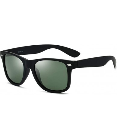 Sport Retro Polarized Sunglasses for Men Women Brand Designer Square UV400 Lens Sun Glasses - Matte Black/G15 - CD18Q35OAL2 $...
