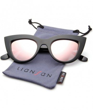 Cat Eye Retro Cat Eye Women Sunglasses Fashion Thick Frame Flash mirroreded Lens Sun glasses LS3400Z - CH185S02OTW $17.18