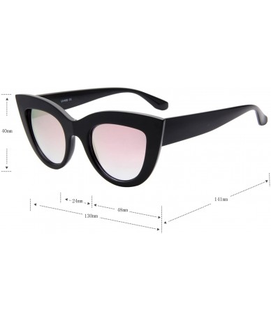Cat Eye Retro Cat Eye Women Sunglasses Fashion Thick Frame Flash mirroreded Lens Sun glasses LS3400Z - CH185S02OTW $17.18