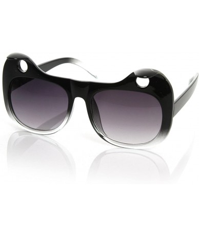 Cat Eye Designer Inspired Womens Fashion Curled Cat Ear Cut-Out Cat Eye Sunglasses - Black-fade - CF119FMDDGJ $18.83