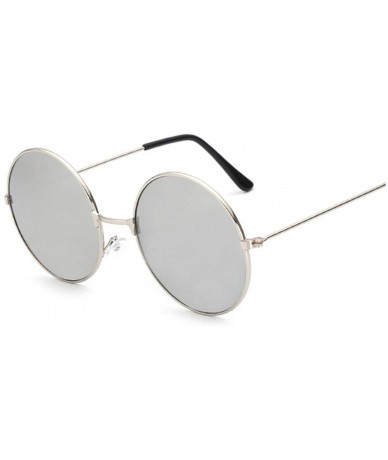 Goggle Retro Small Round Sunglasses Women Vintage Shades Black Metal Sun Glasses Fashion Designer Lunette - Silversilver - CJ...