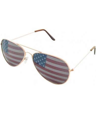 Aviator American USA Flag Design Metal Frame Aviator Sunglasses (Gold) - CI129U17ZYP $8.62
