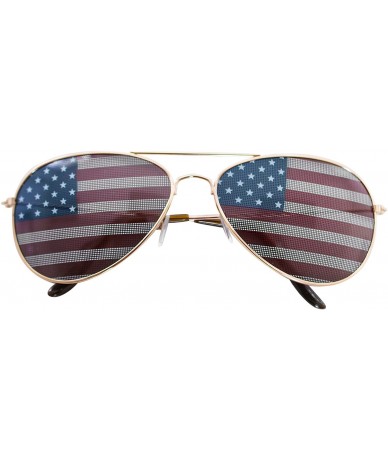 Aviator American USA Flag Design Metal Frame Aviator Sunglasses (Gold) - CI129U17ZYP $8.62