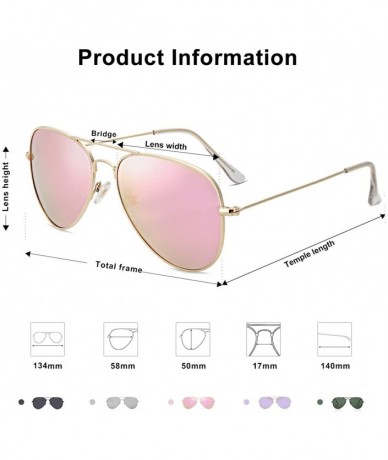 Aviator Classic Aviator Polarized Sunglasses Mirrored UV400 Lens SJ1054 - C3 Gold Frame/Pink Mirrored Lens - CR17YCXY276 $30.37