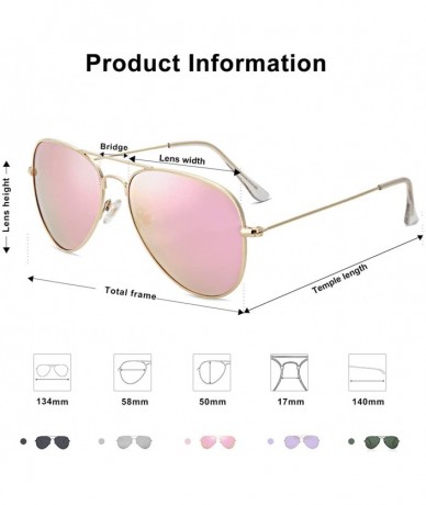 Aviator Classic Aviator Polarized Sunglasses Mirrored UV400 Lens SJ1054 - C3 Gold Frame/Pink Mirrored Lens - CR17YCXY276 $16.53