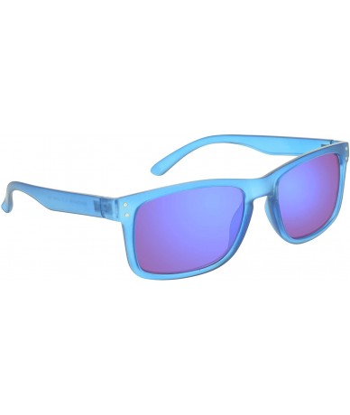 Rectangular Sunglass Readers Horn Rim Frame with Blue Mirrored Lenses for Men and Women NOT BIFOCAL - Carribean Blue - C318OW...