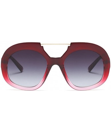 Goggle Big Round Oversized Double Bridge Sunglasses Metal Frame Retro Unisex - Red White - CQ18DTTXA44 $23.35