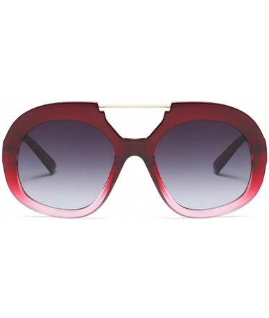 Goggle Big Round Oversized Double Bridge Sunglasses Metal Frame Retro Unisex - Red White - CQ18DTTXA44 $9.23