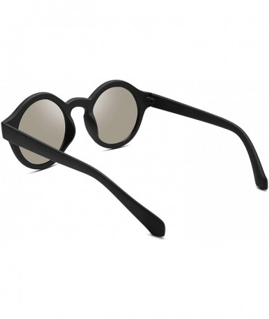 Round Unique Round Sunglasses Women Vintage Keyhole Sunglasses B1248 - Frosted Black Frame Sliver Lens - CZ18EX888O8 $12.96