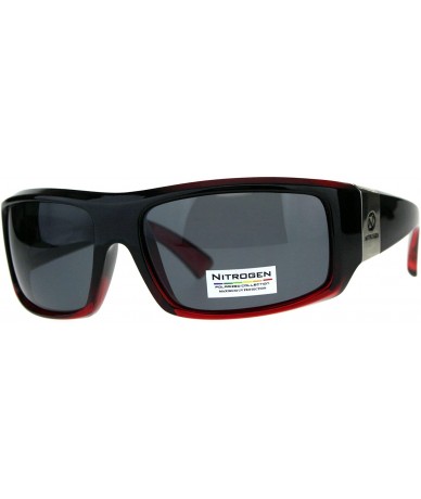 Rectangular Nitrogen Polarized Lens Sunglasses Mens Rectangular Fashion Shades - Black Red (Black) - CH18DA655CC $16.08