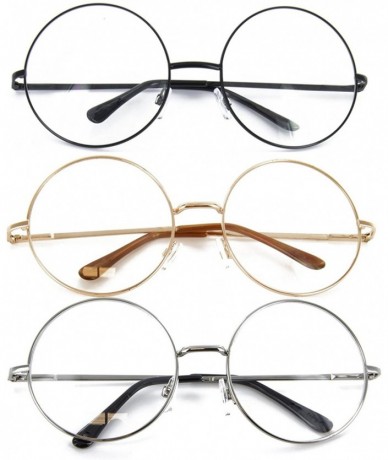 Square Large Round Glasses for Men Women Oversized Metal Frame Retro Fashion - Assorted - C912O6ML4YX $12.86