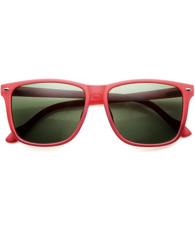 Wayfarer Thin Armed Casual Fashion Rectangular Horn Rimmed Frame with Green Tinted Lens Sunglasses - Red - CG122XJWFTV $11.31