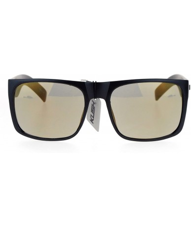 Sport Kush Mirror Lens Rectangular Horn Rim Sport Mens Sunglasses - Matte Black Gold - CA12O7XAN9N $11.50
