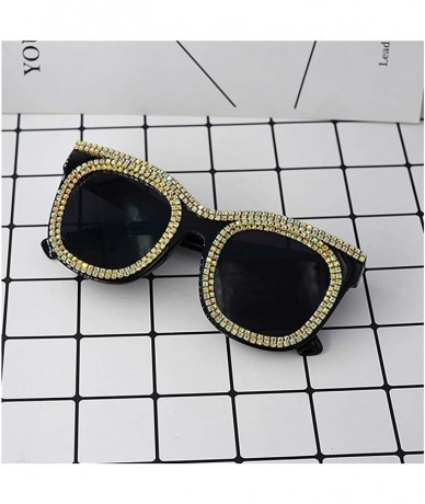 Oversized Womens Oversized Pearl Rhinestone Sunglasses Stylish Design Eyewear - Black-c24 - CB1905N896I $15.19
