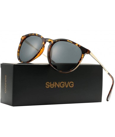 Sport Polarized Sunglasses for Women Classic Round Retro Sun Glasses - A1 Amber Frame/Grey Lens - CD19468LNK4 $11.43