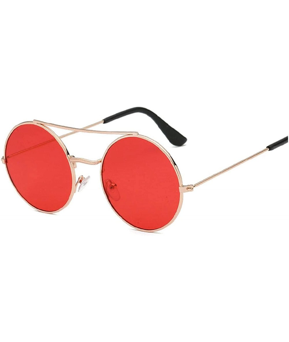 Round New Arrival Round Sunglasses Coating Retro Women Brand Designer Female Lady Vintage Mirrored Glasses - Goldred - CZ198Z...
