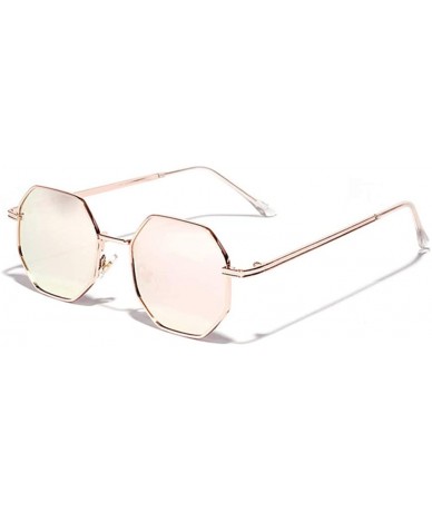 Round polygon sunglasses Luxury Sunglasses Vintage - Rose Gold - CD197L54OMQ $25.78