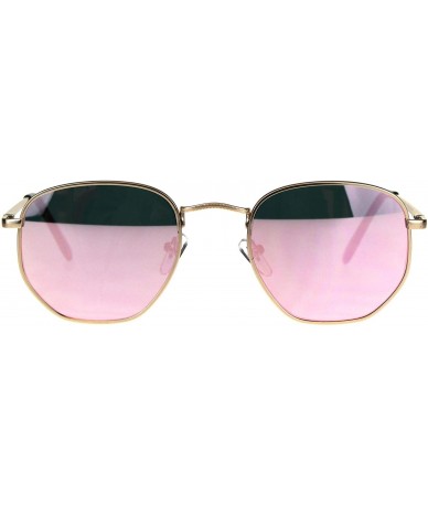 Rectangular Mens Color Mirror Rectangular 90s Metal Rim Classic Sunglasses - Pink - C81808IEYM6 $13.49