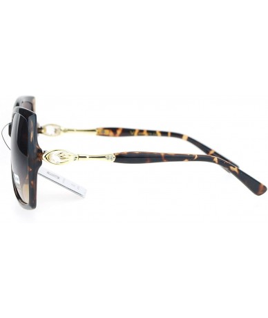 Square Womens Designer Fashion Sunglasses Square Frame Rhinestone Decor UV 400 - Tortoise - CS186OWLM32 $14.22