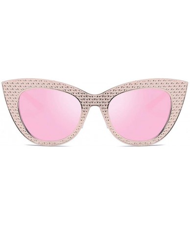 Rectangular Vintage Cat Eye Oversized Metal Frame Tinted Lenses Women Sunglasses - Gold Pink - CY18NDHO0D4 $19.65